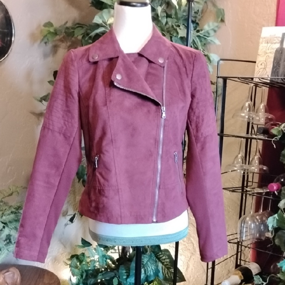 Maurices Burgundy Faux Leather Moto Jacket